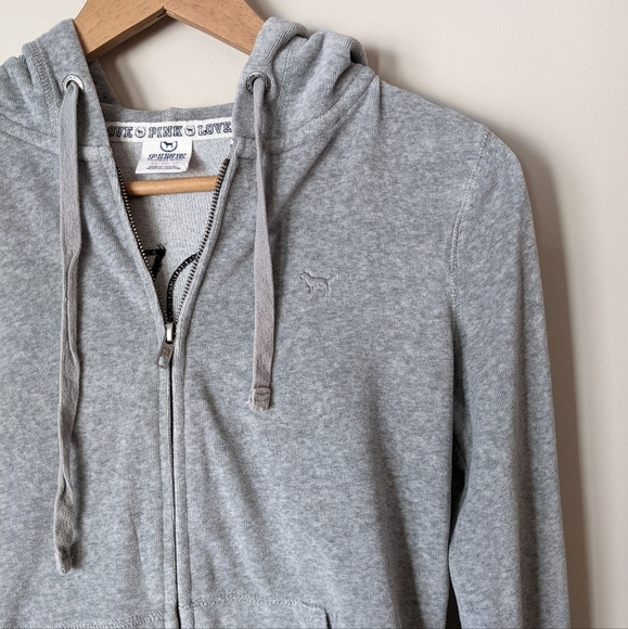 Victoria Secret Pink Grey Everyday Lounge Full-Zip Hoodie Size XS - Picture 3 of 13